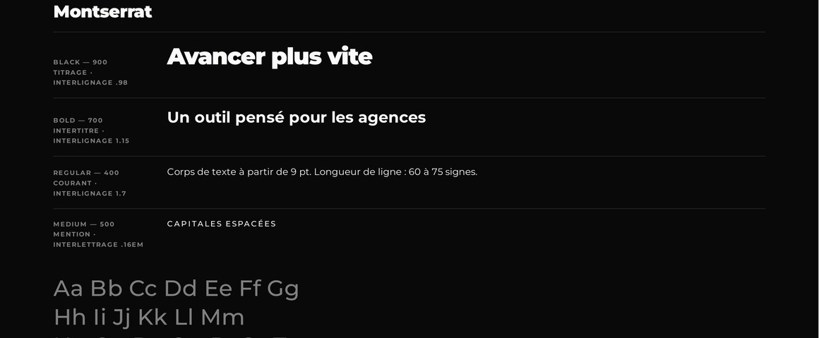 Les typographies — exemple tiré du brandbook Arkn Studio
